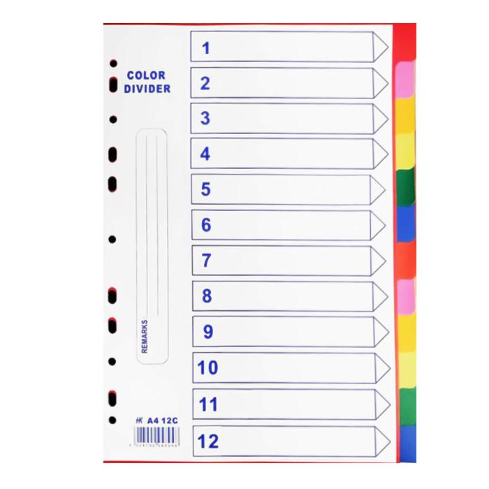 PVC FILE DIVIDERS 12 COLOURS